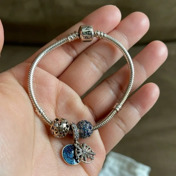 Authentic Pandora Bracelet with 3 Charms Limited Edition - Picture 3 of 16